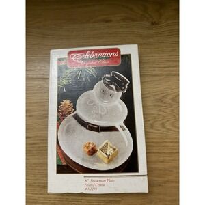 Vintage Glass Trinket Snowman Shaped Glass‎ Candy Dish / Winter Christmas Decor